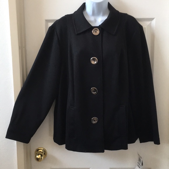 JM Collection blazer Black Shiny buttons 1X - Picture 1 of 7